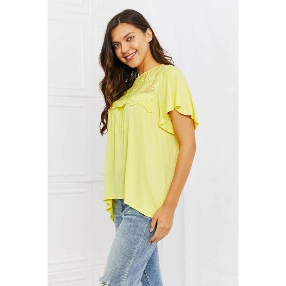 Culture Code Ready To Go Full Size Lace Embroidered Top In Yellow Mousse - Picture 3 of 5